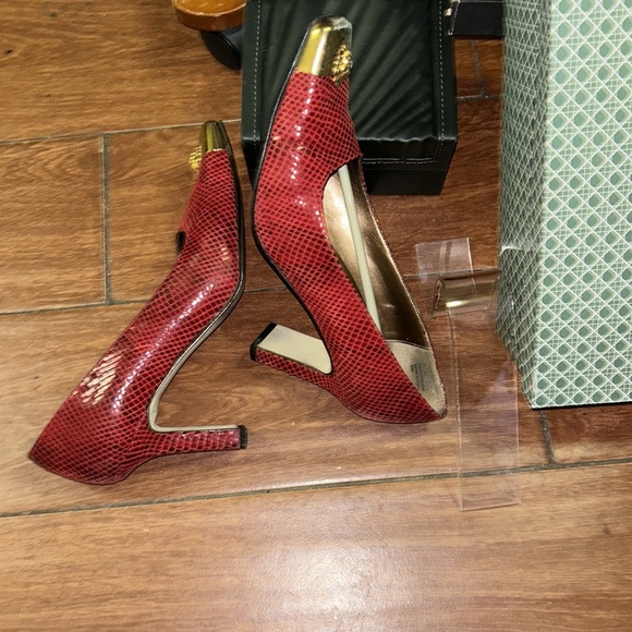 J. Renee Faaye heels gold lion head Aztec Ruby Multi 9M Pprbm Ruby multi - Picture 6 of 9